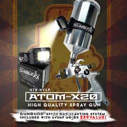 Pistolet à peinture HVLP ATOM-X20 avec système d'éclairage Gunbudd Ultra gratuit
