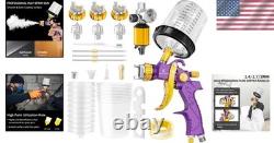 Pistolet à peinture HVLP violet, godet de 600 cc, régulateur de compresseur