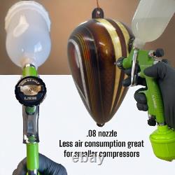 Pistolet à peinture à spray HVLP 0,8 mm Lime Line avec filtre en ligne et connecteur d'air