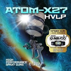 Pistolet à peinture automobile ATOM X27 HVLP à alimentation par gravité AVEC outil de lumière GunBudd GRATUIT