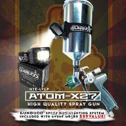 Pistolet à peinture professionnel ATOM X27 HVLP pour voiture - Peinture automobile avec GUNBUDD GRATUIT