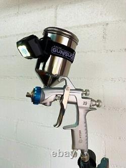 Pistolet de peinture automatique HVLP Atom Mini X9 Solvant/Eau avec lumière LED GUNBUDD GRATUITE
