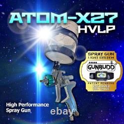 Pistolet de peinture automobile ATOM X27 HVLP pour vernis transparent 1,3/1,4 mm + GunBudd gratuit