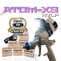 Pistolet de pulvérisation ATOM Mini X9 HVLP à alimentation par gravité avec le système GUNBUDD ULTRA LIGHT GRATUIT