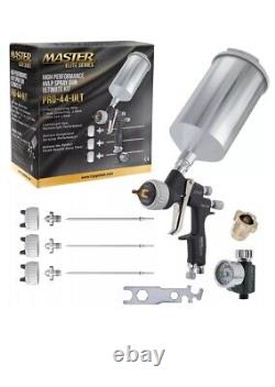 Pistolet de pulvérisation HVLP Master Elite Ultimate 1.3, 1.4, 1.5mm avec jeu de buses et régulateur d'air Pistolet de pulvérisation HVLP Master Elite Ultimate 1.3, 1.4, 1.5mm avec jeu de buses et régulateur d'air