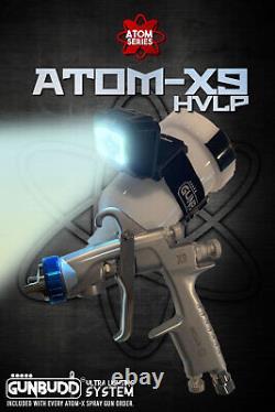 Pistolet de pulvérisation d'air de peinture automobile Mini X9 ATOM Gravity Feed avec apprêt pour voiture avec GUNBUDD GRATUIT