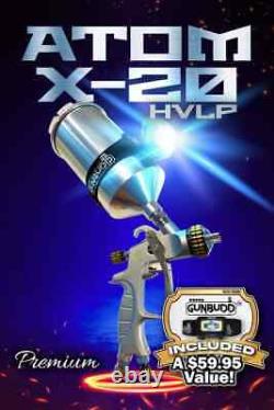 Pistolet de pulvérisation d'air pour peinture automobile HVLP ATOM X20 à alimentation par gravité avec GUNBUDD LIGHT GRATUIT