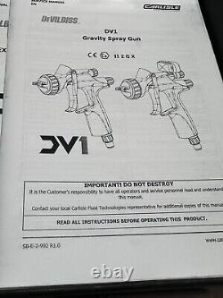 Pistolet de pulvérisation de basecoat DevilBiss DV1-B PLUS HVLP sans godet, buse de 1,2, 1,3, 1,4 mm