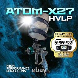 Pistolet de pulvérisation de peinture automatique HVLP ATOM X27 Gravity Feed Car avec GUNBUDD ULTRA LIGHT GRATUIT
