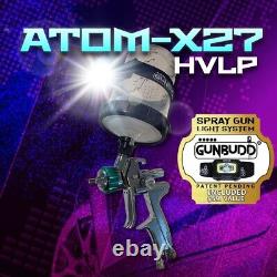 Pistolet de pulvérisation de peinture automobile HVLP ATOM X27 à alimentation gravitationnelle avec GUNBUDD ULTRA LÉGER GRATUIT