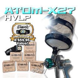 Pistolet de pulvérisation de peinture professionnel ATOM X27 HVLP pour solvants/eaux, avec GUNBUDD LIGHT inclus