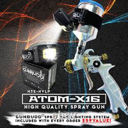 Pistolet de pulvérisation professionnel Atom Mini X16 HVLP Solvant/Eau avec GUNBUDD GRATUIT