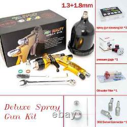 Pistolet pulvérisateur édition limitée pour voitures 1.3 / 1.8mm Buse Pistolet à peinture dorée Airbrush