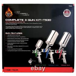 Produits High Teck T530 Série Performance Ensemble de Pistolets à Peinture HVLP et Retouche 3-Gun