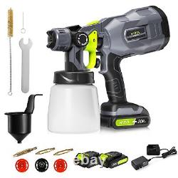 Pulvérisateur de peinture sans fil avec 2 batteries de 20V 2.0Ah, pistolet pulvérisateur HVLP de peinture