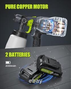 Pulvérisateur de peinture sans fil avec 2 batteries de 20V 2.0Ah, pistolet pulvérisateur HVLP de peinture