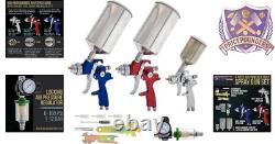 Set de Pistolets à Peinture Automobiles HVLP avec Coupelles et Régulateur pour la Peinture de Voitures